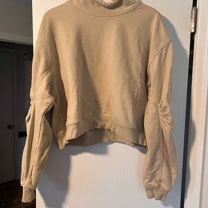 Popflex Cropped Beige Pullover Sweatshirt